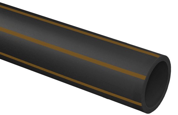 Rura kanalizacyjna PE-HD 100 PN10 do kanalizacyjnych instalacji sieci ciśnieniowych SDR 17, czarna z brązowym paskiem 63x3,8x100 m Kaczmarek 3321544760